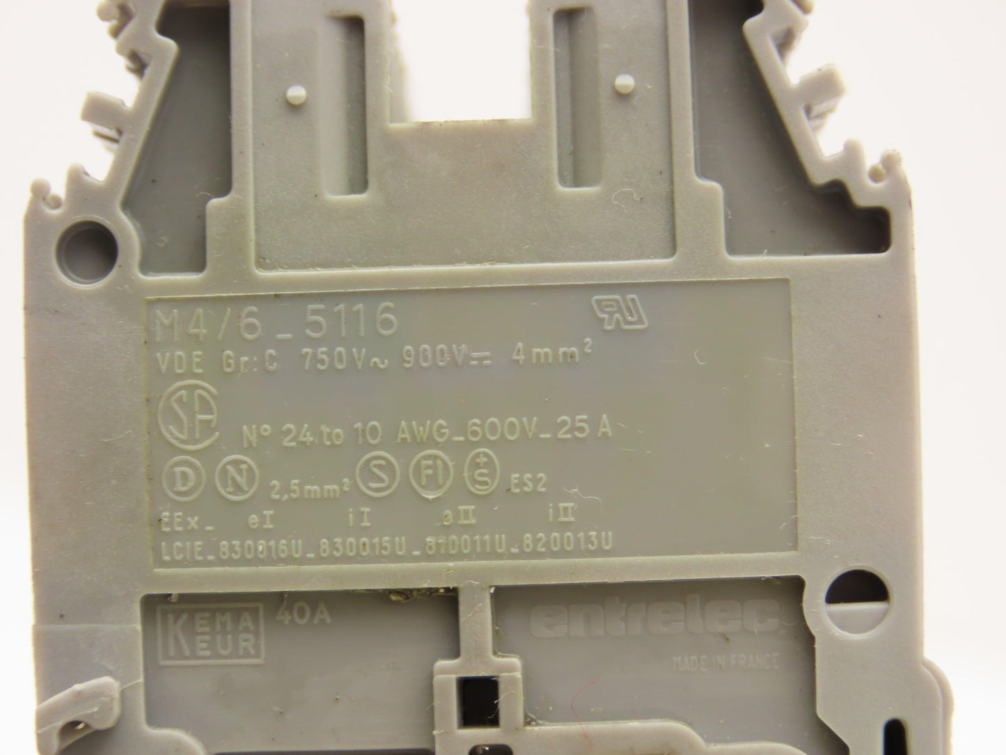 Entrelec M4/6 5116 Terminal Block DIN Rail 600V 25A 24-10AWG Lot of 95
