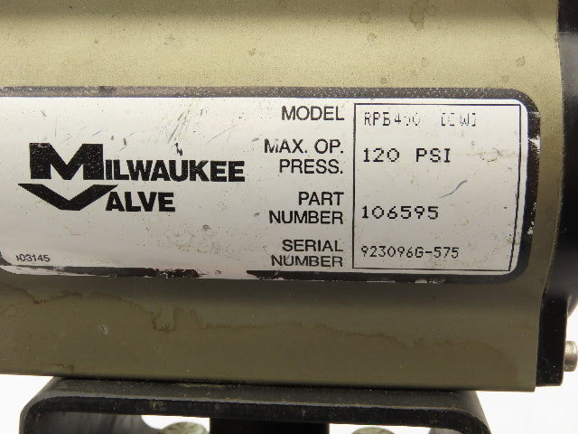 Milwaukee CL223E 3" Butterfly Valve 4-Lug w/Pneumatic Actuator RPB450
