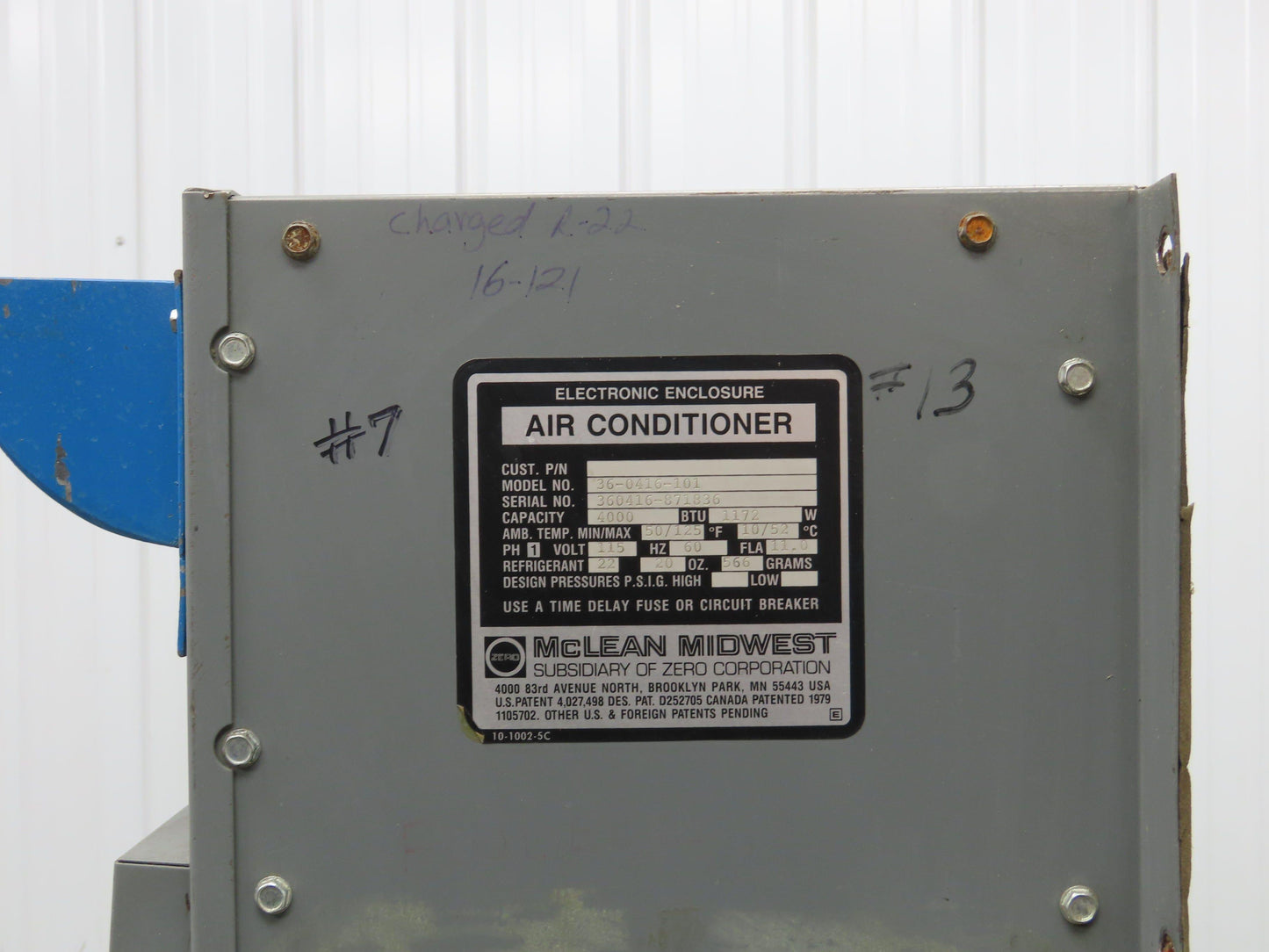 Mclean Midwest 36-0416-101 Electrical Enclosure Air Conditioner 4000 BTU 115V