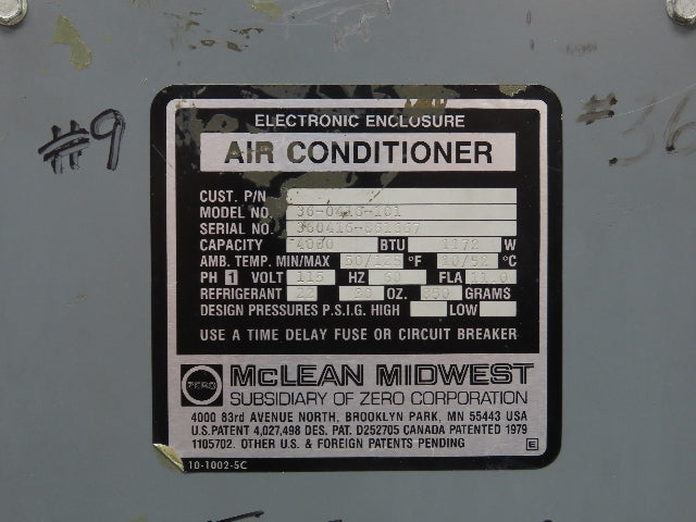 Mclean Midwest 36-0416-101 Electrical Enclosure Air Conditioner 4000 BTU 115V