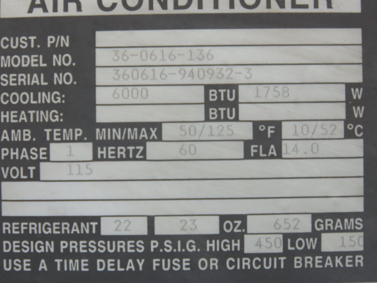 Mclean Midwest 36-0616-136 Electrical Enclosure Air Conditioner 6000 BTU 115V