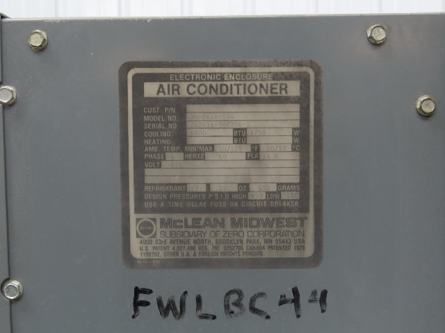 Mclean Midwest 36-0616-136 Electrical Enclosure Air Conditioner AC 6000 BTU 115V