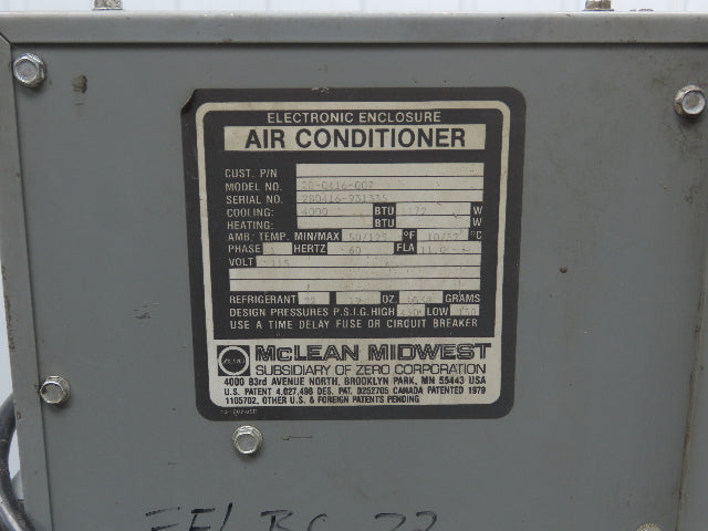 Mclean Midwest 28-0416-007 Electrical Enclosure Air Conditioner AC 4000 BTU 115V