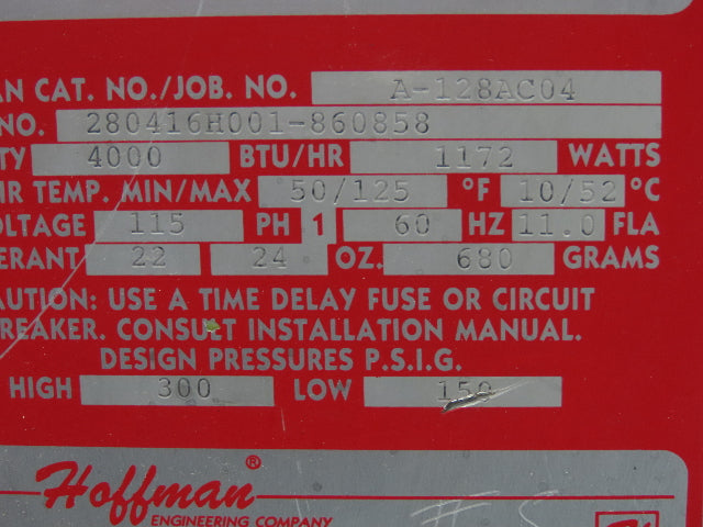 Hoffman A-128AC04 Design Aire Electrical Enclosure Air Conditioner 4000 BTU 115V