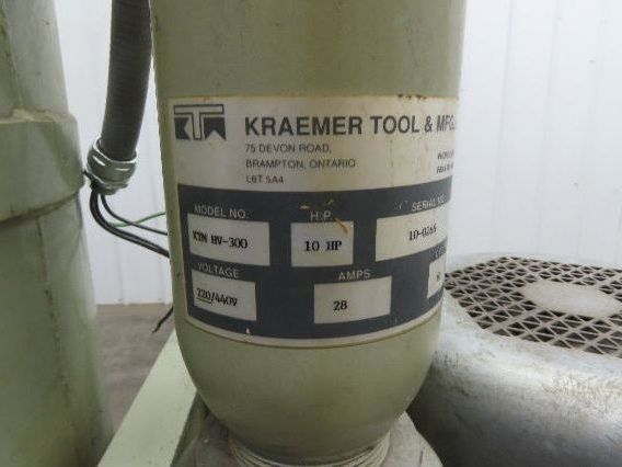 Kraemer KTM HV-300 Dust Collector High Vacuum 10Hp 230/460V 100" Vacuum