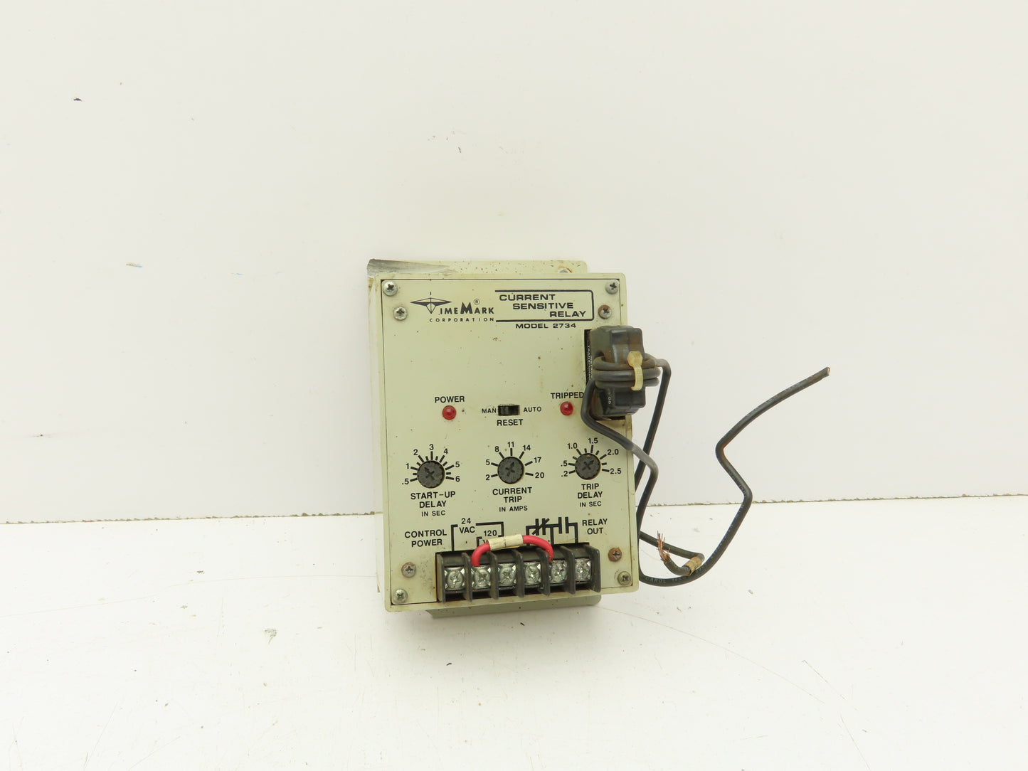 TimeMark 2734 Current Sensitive Relay See Pictures 2-20A 0.2-2.5 Sec Trip Delay
