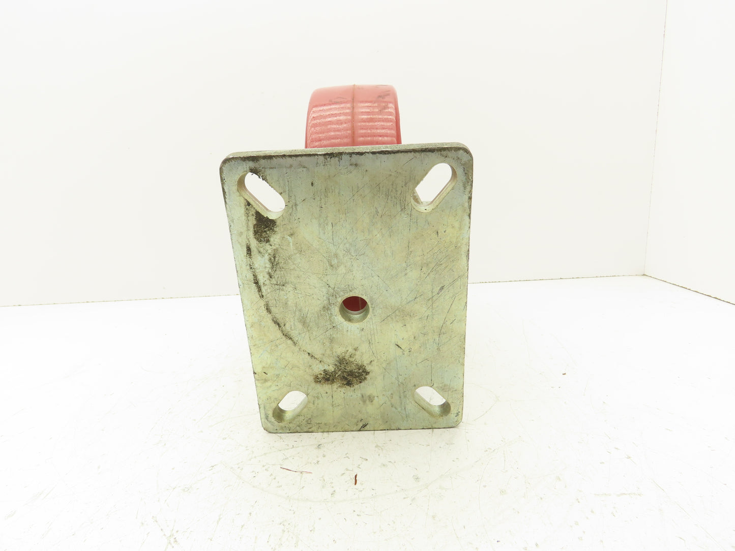 10"x 3" Red Polyurethane Aluminum Caster Wheel on Rigid Steel Plate