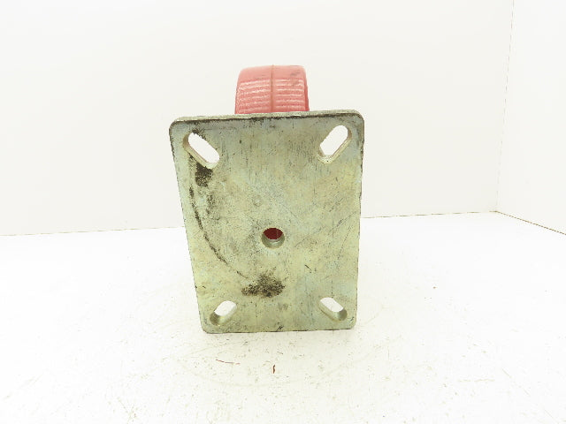 10"x 3" Red Polyurethane Aluminum Caster Wheel on Rigid Steel Plate