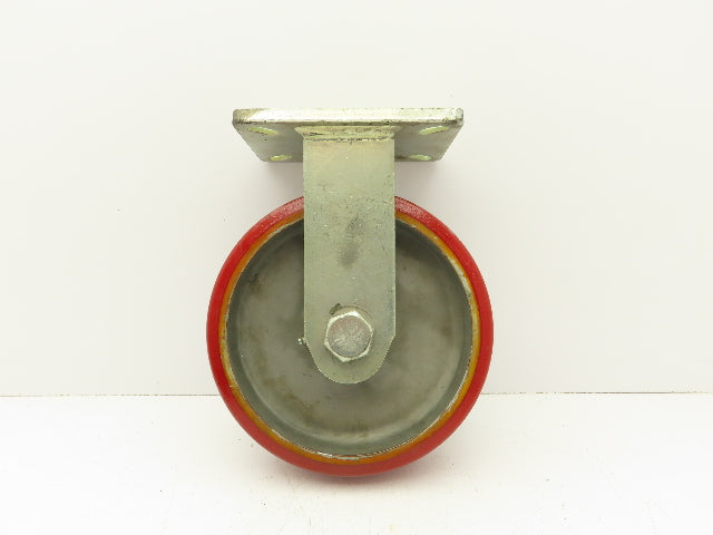 10"x 3" Red Polyurethane Aluminum Caster Wheel on Rigid Steel Plate