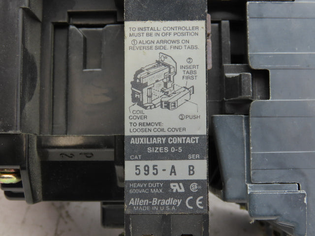 Allen-Bradley 500-AOD930 Motor Starter Contactor 120V Coil 600VAC 18A Lot Of 2