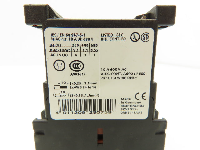 Siemens 3RH1122-2BB40 Auxiliary Contactor 600VAC 10A Lot Of 9