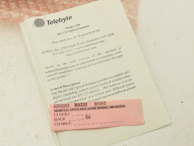 Telebyte Model 268 Opto-Isolation Module RS-232 DCE DTE