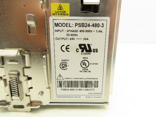 Automation Direct Rhino PSB24-480-3 Power Supply 500VAC 3PH In 24VDC 20A Out