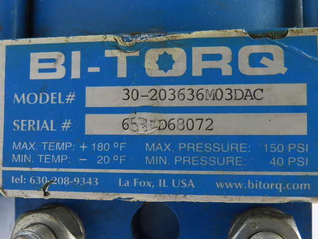 Bi-Torq 30-203636M03DAC 3" Knife Gate Valve Pneumatic Actuated 4-Bolt Stainless