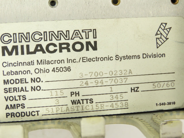 Cincinnati Milacron Chassis Case PSU Backplane 10-slot