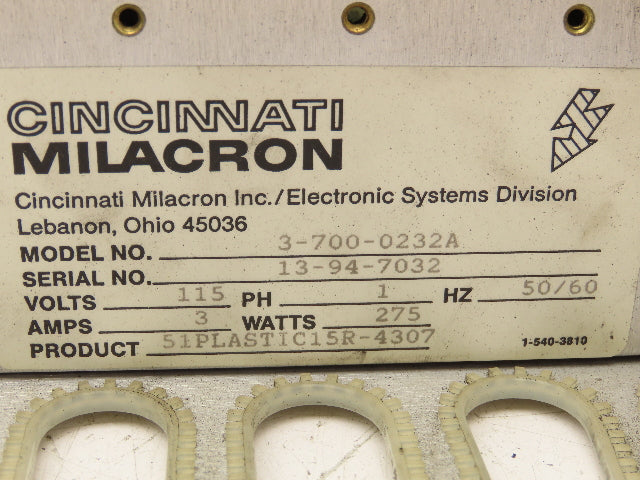 Cincinnati Milacron Chassis Case PSU Backplane 10-slot