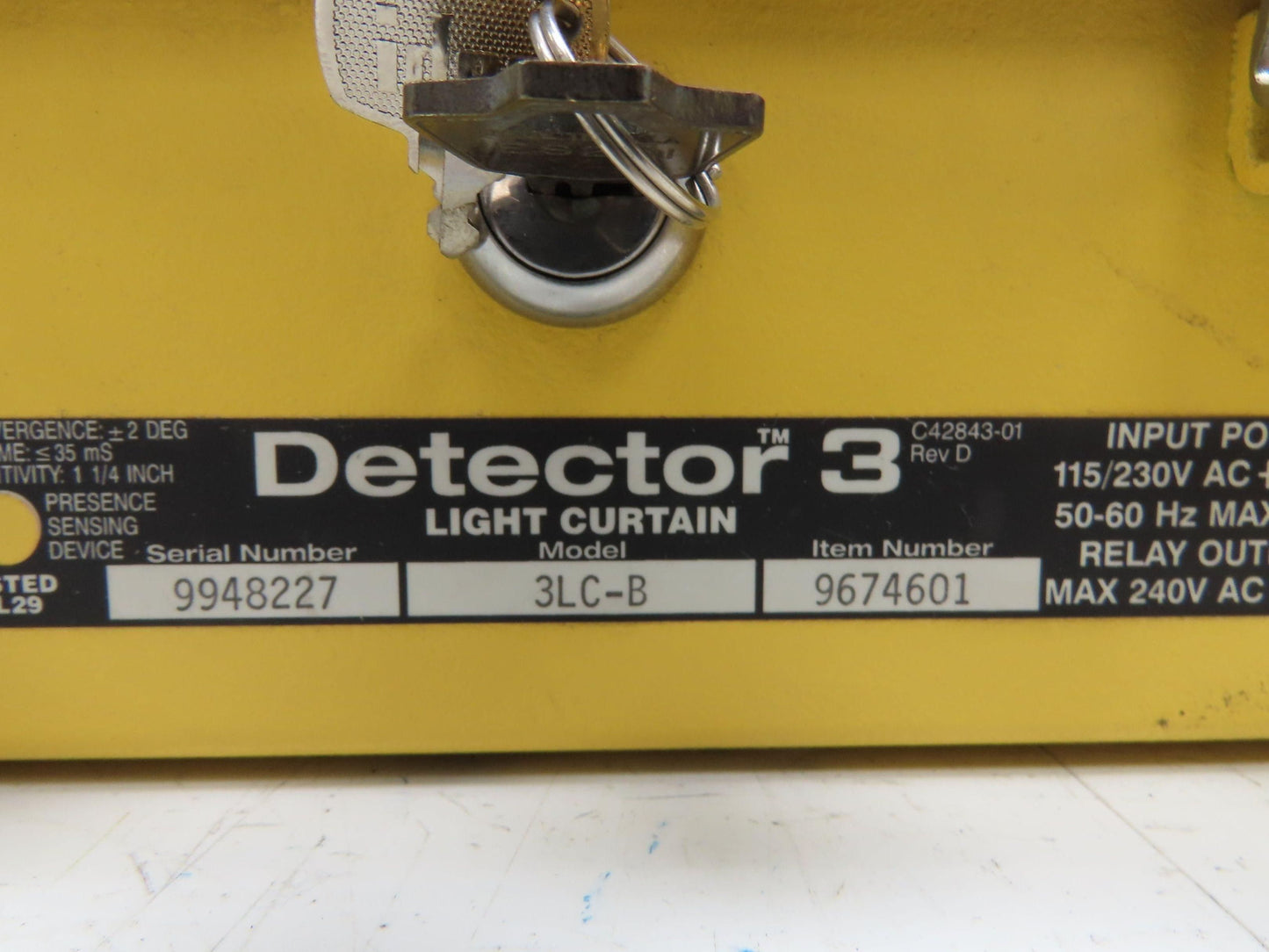 Detector 3 3LC60 Safety Light Curtain Transmitter & Receiver w/Controller 3LC-B