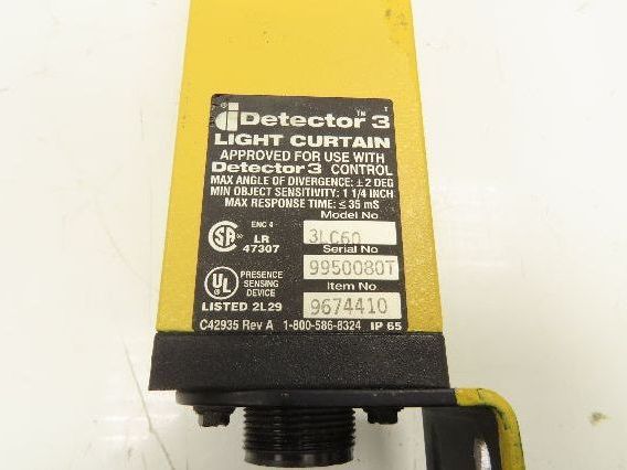 Data Instruments Detector 3 3LC60 Safety Light Curtain Transmitter & Receiver