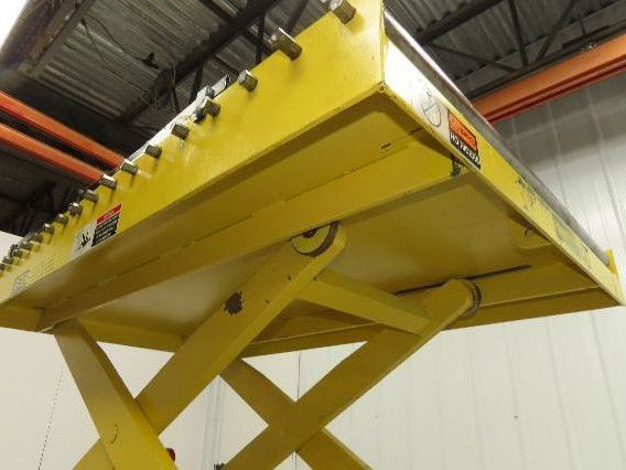 1000LB Scissor Lift Table 64" Travel 38x60" Gravity Roller Conveyor Top 3Ph