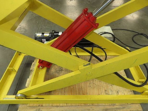 1000LB Scissor Lift Table 64" Travel 38x60" Gravity Roller Conveyor Top 3Ph