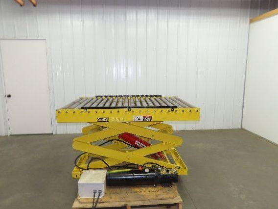 1000LB Scissor Lift Table 64" Travel 38x60" Gravity Roller Conveyor Top 3Ph