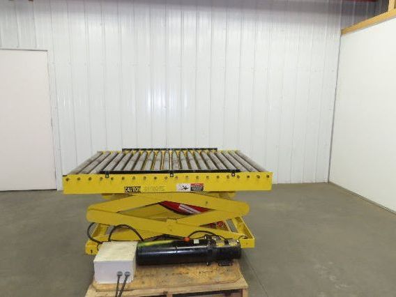 1000LB Scissor Lift Table 64" Travel 38x60" Gravity Roller Conveyor Top 3Ph