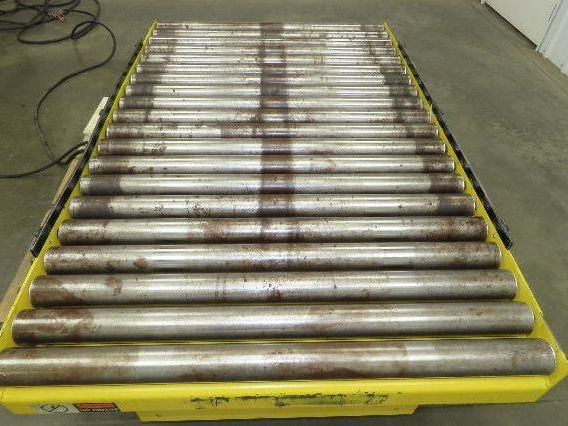 1000LB Scissor Lift Table 64" Travel 38x60" Gravity Roller Conveyor Top 3Ph