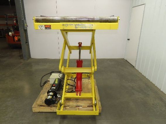1000LB Scissor Lift Table 64" Travel 38x60" Gravity Roller Conveyor Top 3Ph