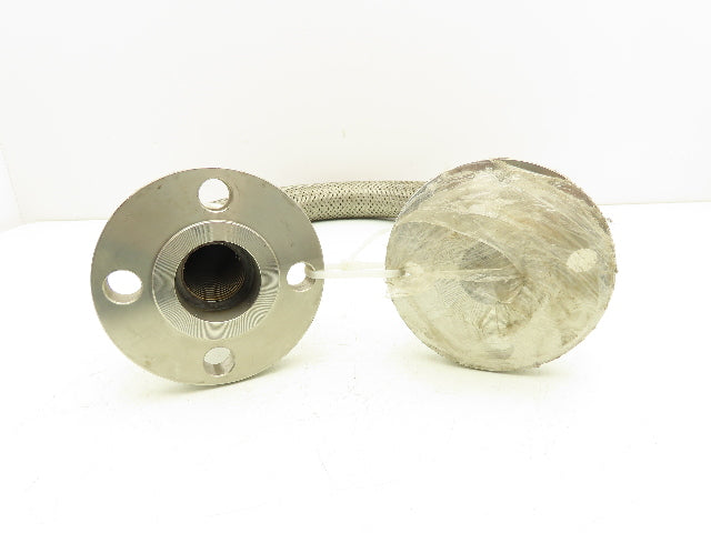 Viraj 1-1/4" x 36" 316L Stainless Steel Braided Flex Hose Flanged Ends 150lb