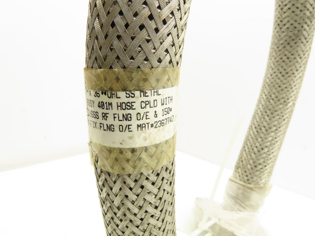 Viraj 1-1/4" x 36" 316L Stainless Steel Braided Flex Hose Flanged Ends 150lb
