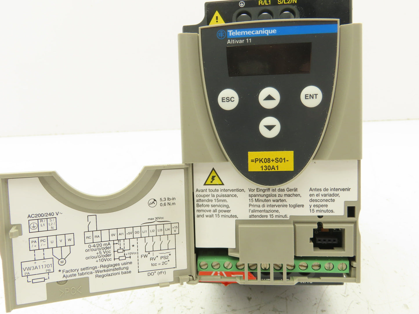 Telemecanique ATV11HU12M2E Altivar 11 AC Drive VFD 0.55kva 1/2Hp 1Ph 240V Input