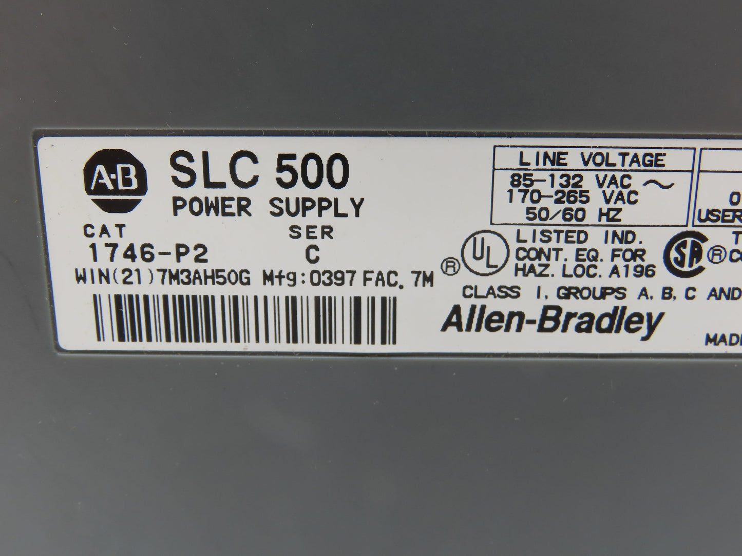 Allen Bradley 1746-P2 1746-A7 Ser C Power Supply 7-Slot Chassis Ser B