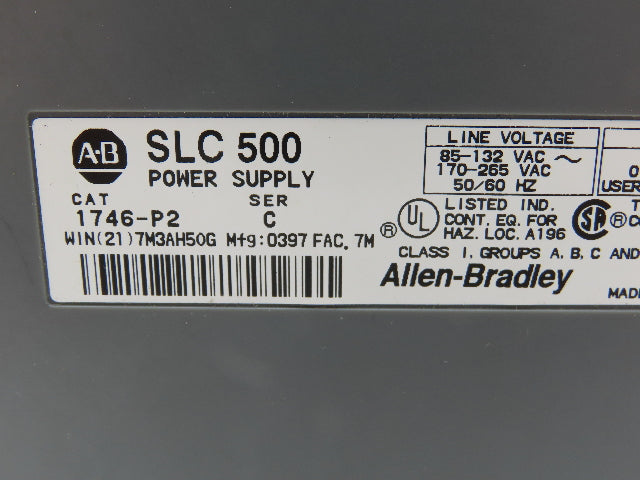 Allen Bradley 1746-P2 1746-A7 Ser C Power Supply 7-Slot Chassis Ser B