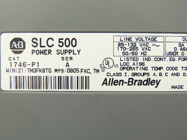 Allen Bradley 1746-P1 1746-A4 Ser C Power Supply 4-Slot Chassis Ser B