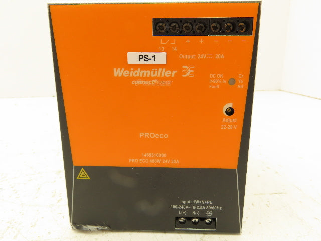 Weidmuller PROeco 1469510000 DIN Power Supply 480W 24V 20A