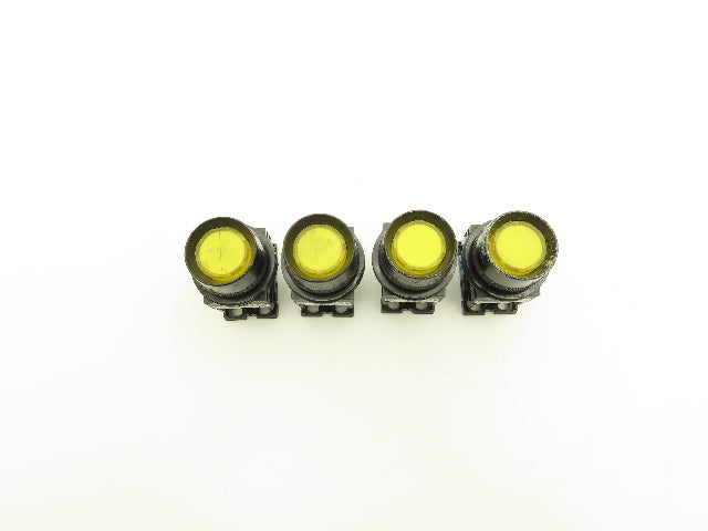 Fuji Electric Yellow Illuminated Push Button 30mm 600V 10A 30v Bulb Lot of 4