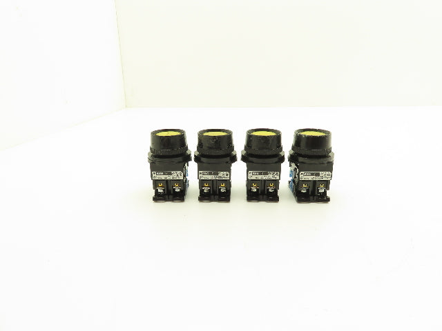 Fuji Electric Yellow Illuminated Push Button 30mm 600V 10A 30v Bulb Lot of 4
