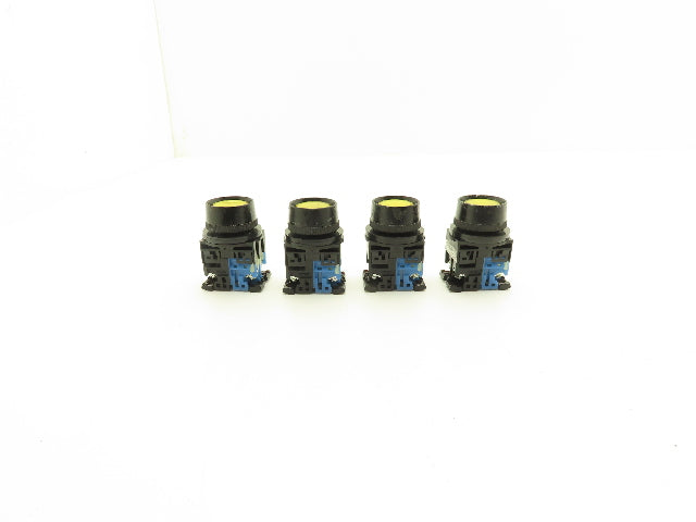 Fuji Electric Yellow Illuminated Push Button 30mm 600V 10A 30v Bulb Lot of 4