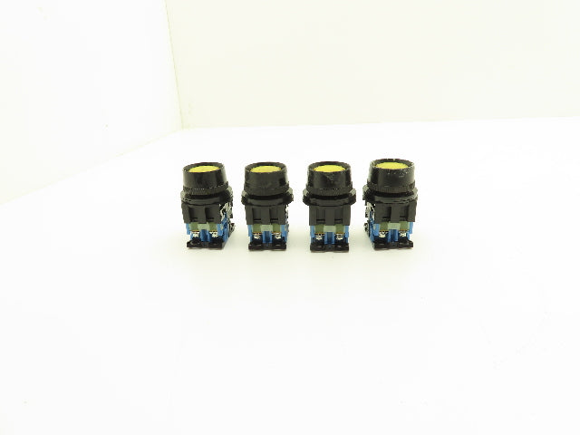 Fuji Electric Yellow Illuminated Push Button 30mm 600V 10A 30v Bulb Lot of 4