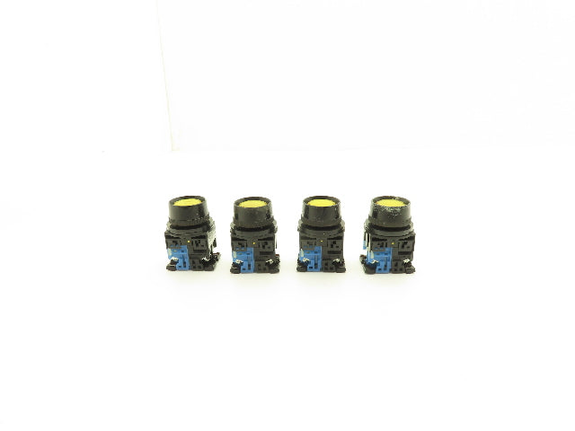 Fuji Electric Yellow Illuminated Push Button 30mm 600V 10A 30v Bulb Lot of 4