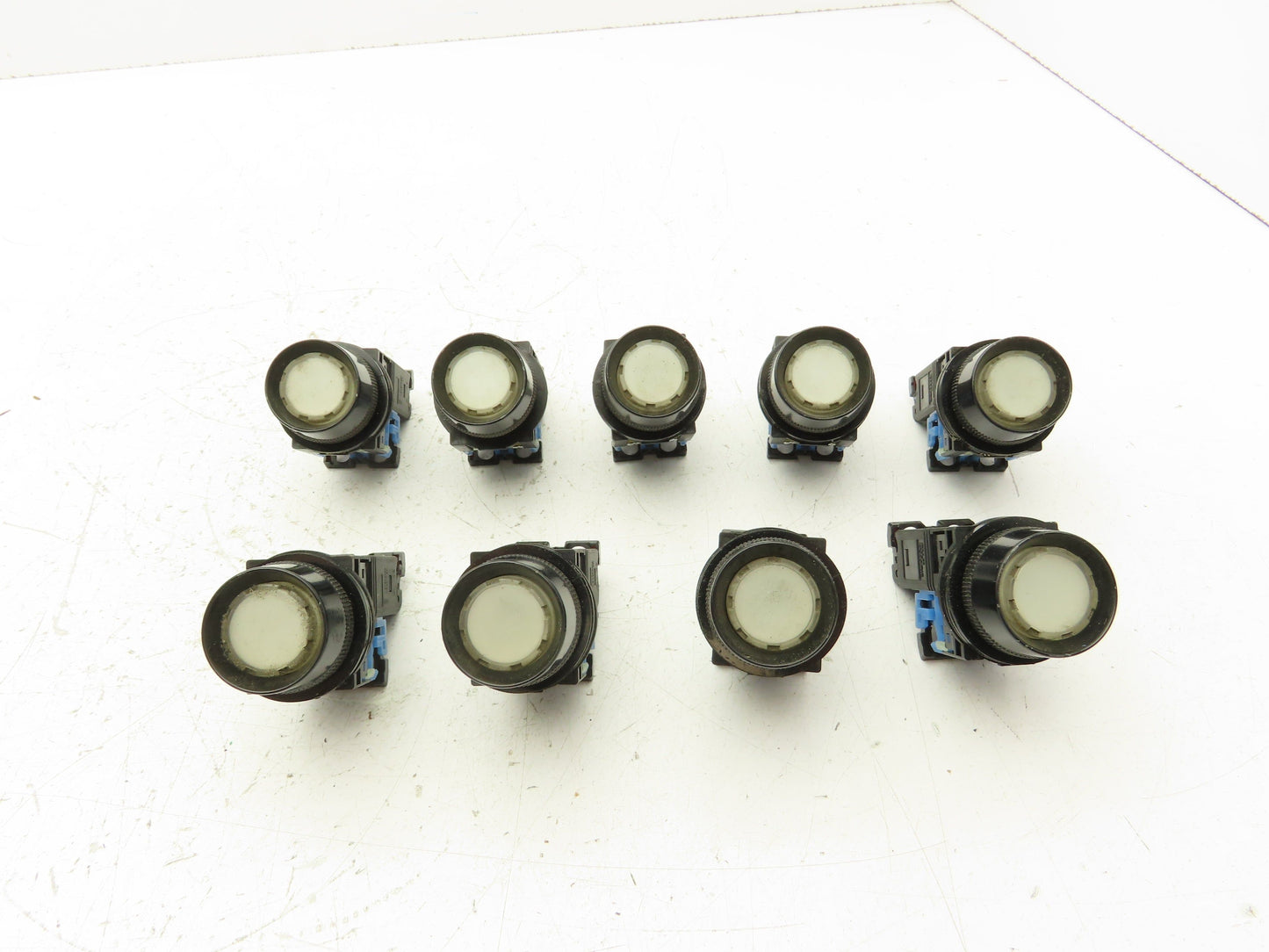 Fuji Electric White Illuminated Push Button 30mm 600V 10A 30v Bulb Lot of 9