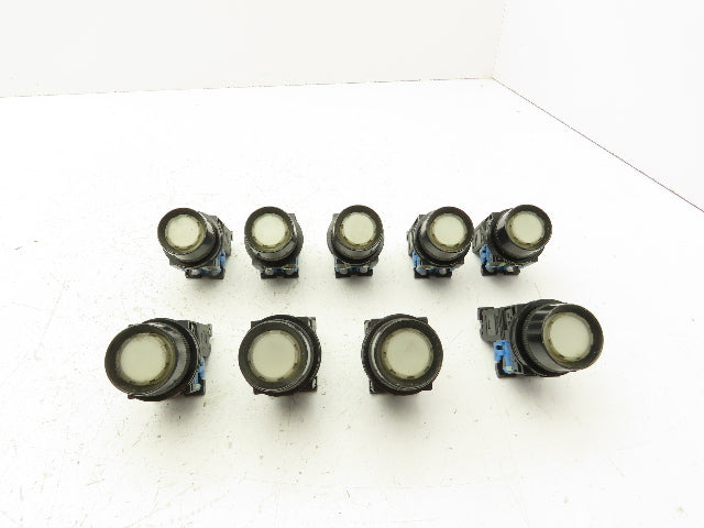 Fuji Electric White Illuminated Push Button 30mm 600V 10A 30v Bulb Lot of 9