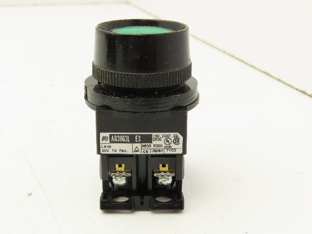 Fuji Electric Green Illuminated Push Button 30mm 600V 10A 30v Bulb Lot of 7