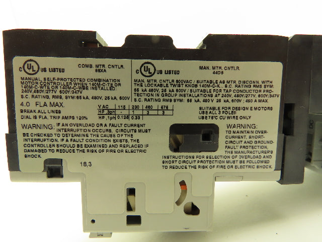 Allen Bradley 140MC2EB40 190EMNZ242CB40X Manual Motor Starter Contactor Lot of 2