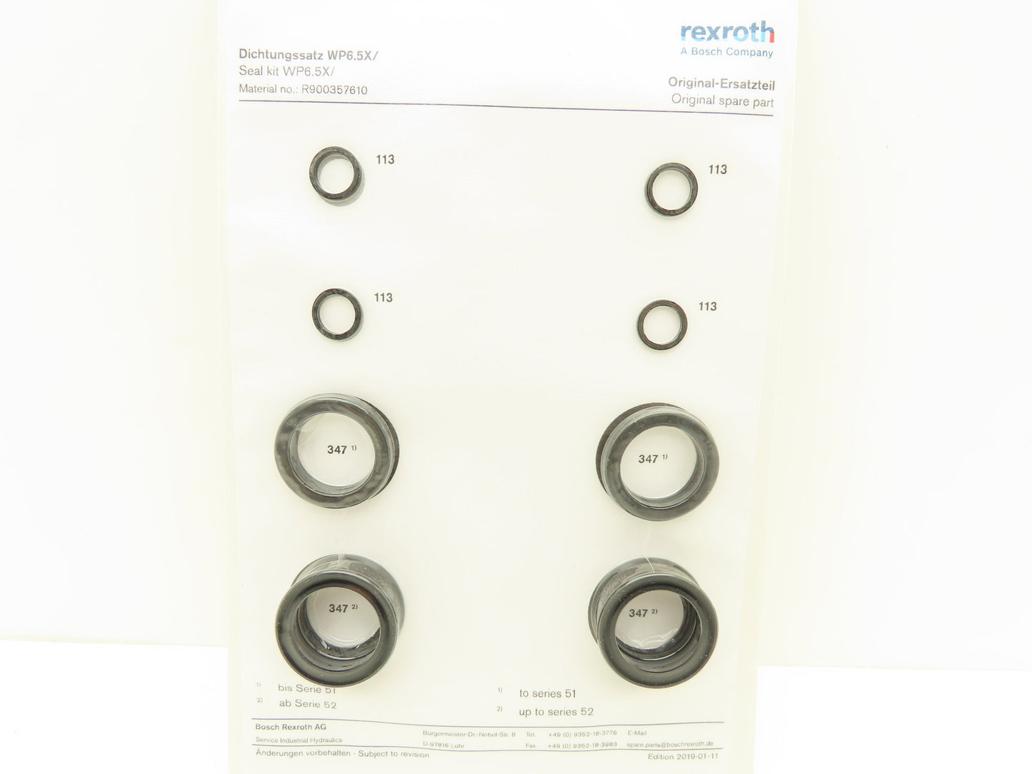 Bosch WP6.5X Rexroth Hydraulic Seal Kit