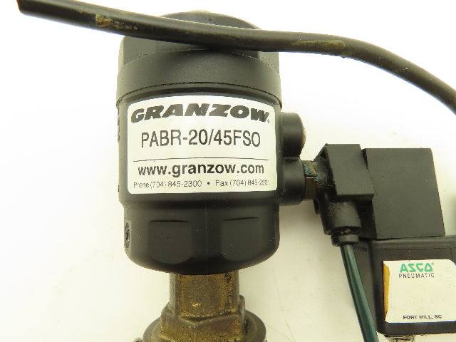 Granzow PABR-20/45FSO Bronze Pneumatic Solenoid Valve 2-Way 3/4NPT 24V 230PSI NC