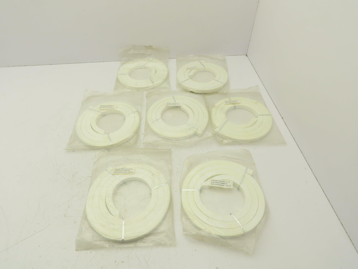 Braided Fiber Pump & Valve Gasket Packing PTFE 9/16" Square 63"L Lot of 7
