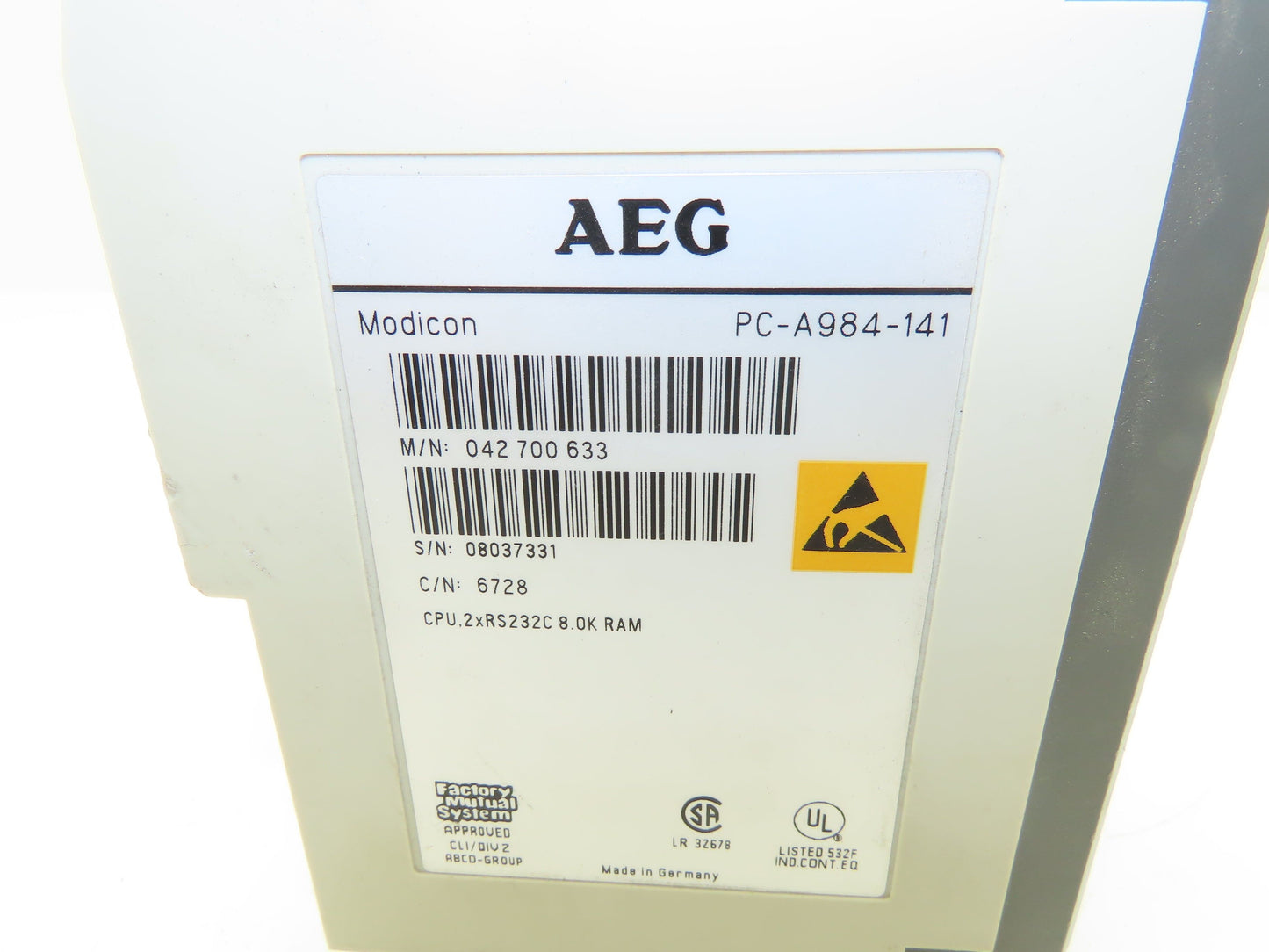 AEG PC-A948-141 CPU Module 8k RAM 2x RS232 24VDC 1A