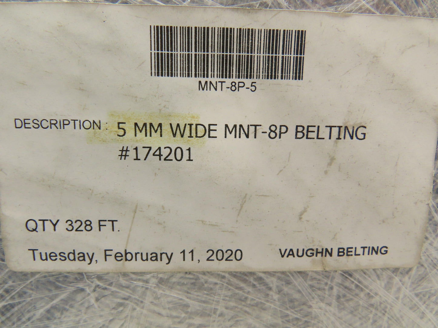 Habasit MNT-8P-5 Flat Conveyor Belt 5mm x 328' White Fabric Machine Tape