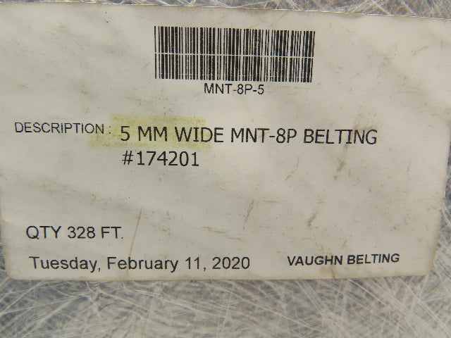 Habasit MNT-8P-5 Flat Conveyor Belt 5mm x 328' White Fabric Machine Tape